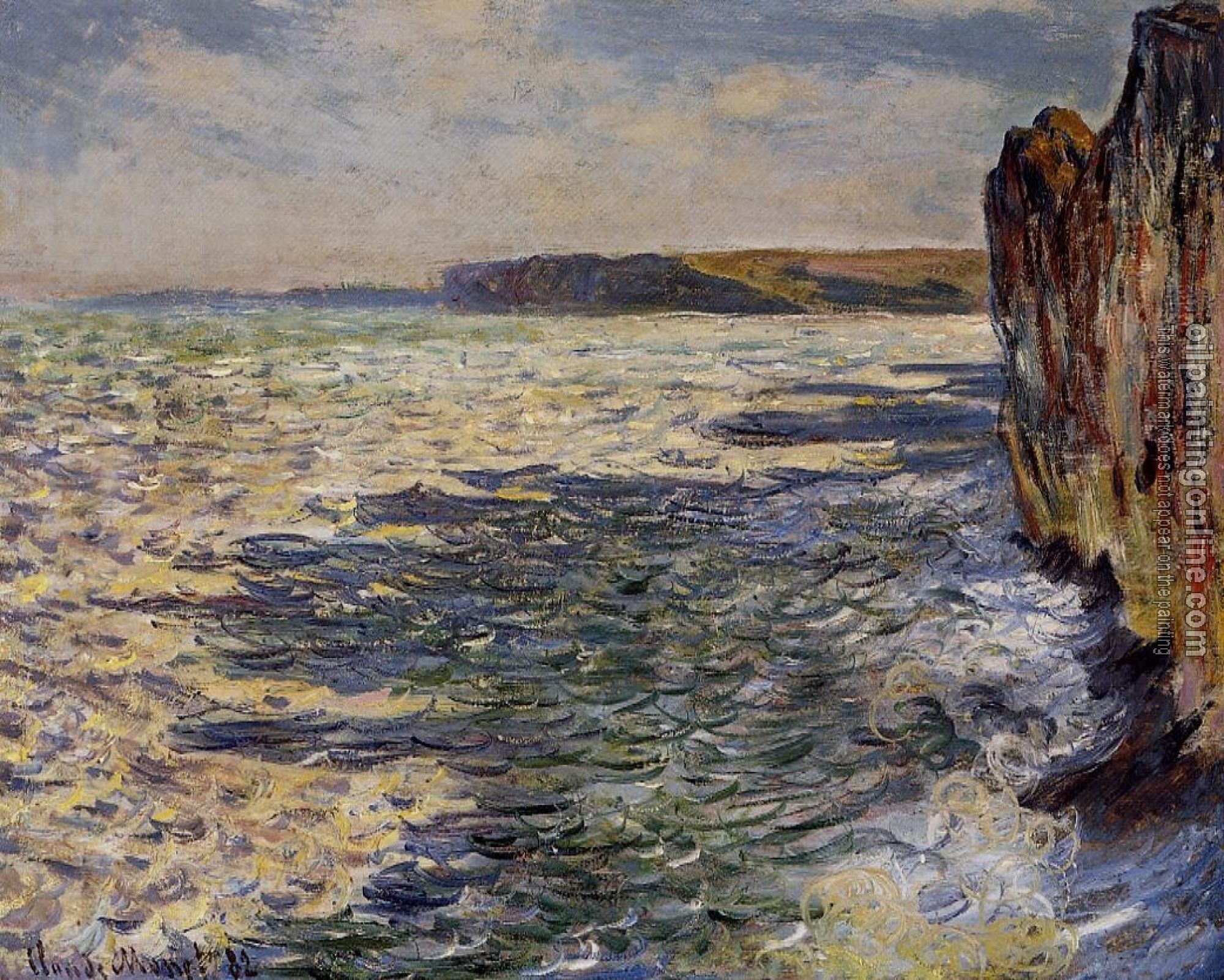 Monet, Claude Oscar - Waves and Rocks at Pourville